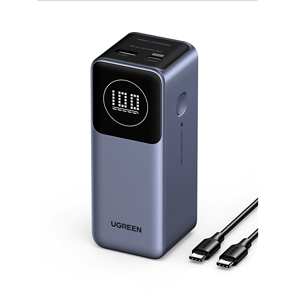 Power Bank 12000mAh 100W Máx. / USB-C y USB-A / PD 3.0 y QC 3.0 / Pantalla Inteligente / Carga para Laptop / Carcasa Ignífuga / Incluye Cable USB 50cm