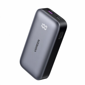 Power Bank Mini UGREEN 25185 / 10,000 mAh / 30W / USB-C + USB-A / Carga Rápida PD3.0 / Pantalla Digital / Color Gris