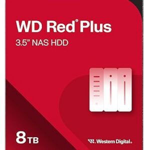 Disco Duro Interno Western Digital WD Red Plus WD80EFPX / 8 TB / NAS / 3.5" / SATA 6 Gb/s / 5640 RPM / 256 MB Caché / CMR / Hasta 8 Bahías / Garantía 3 Años