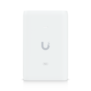Inyector PoE+ Ubiquiti UniFi U-POE+ / 48V DC / 30W / Puerto Gigabit / 802.3at / Protección contra Sobretensiones / Cable AC Incluido / Compatible con Dispositivos UniFi