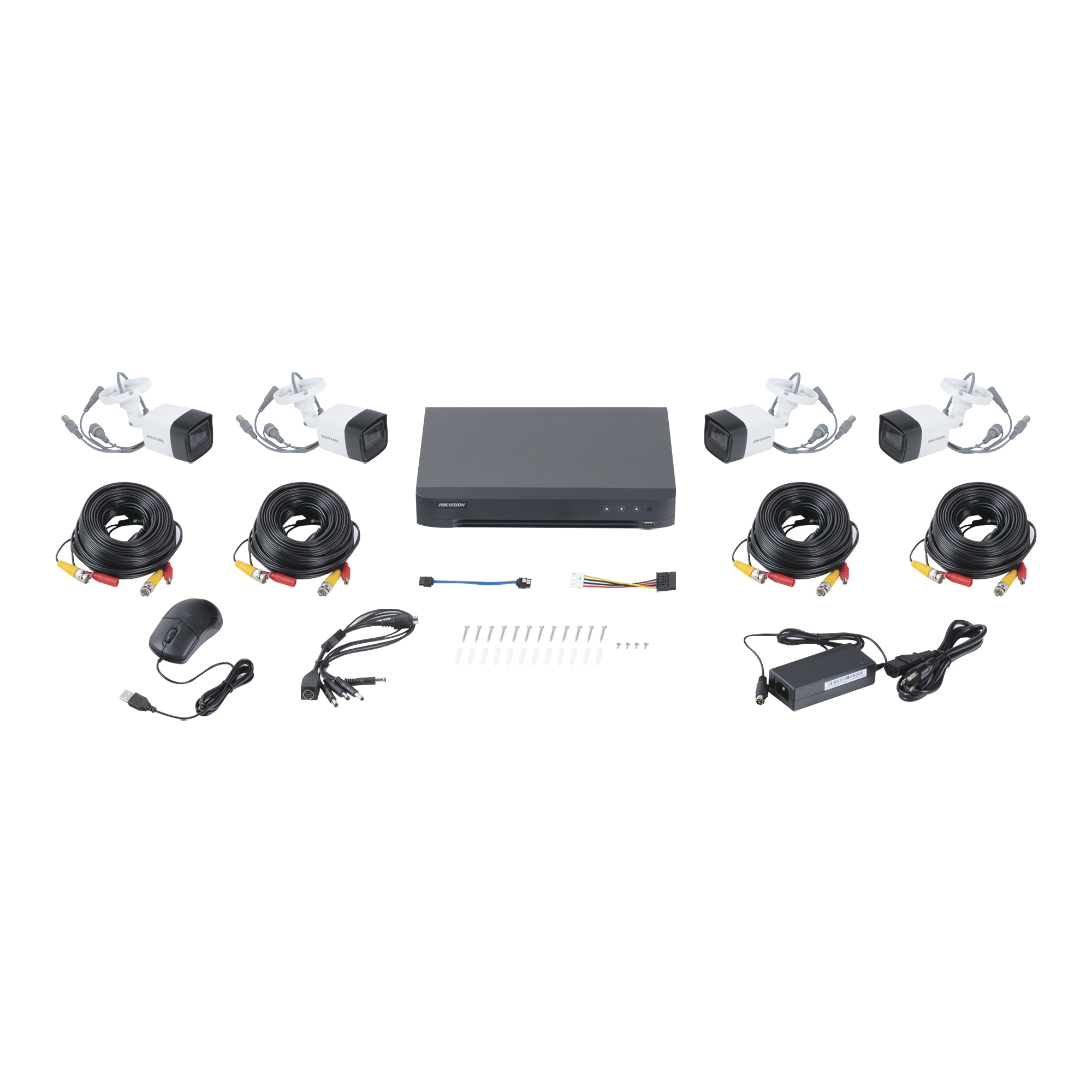 Kit CCTV Hikvision HIK5MPSLQ-KIT(B) / TurboHD 5 MP / DVR 4 Canales / 4 Cámaras Bala con Micrófono / Exterior IP67 / Lente 2.8 mm / Accesorios Incluidos