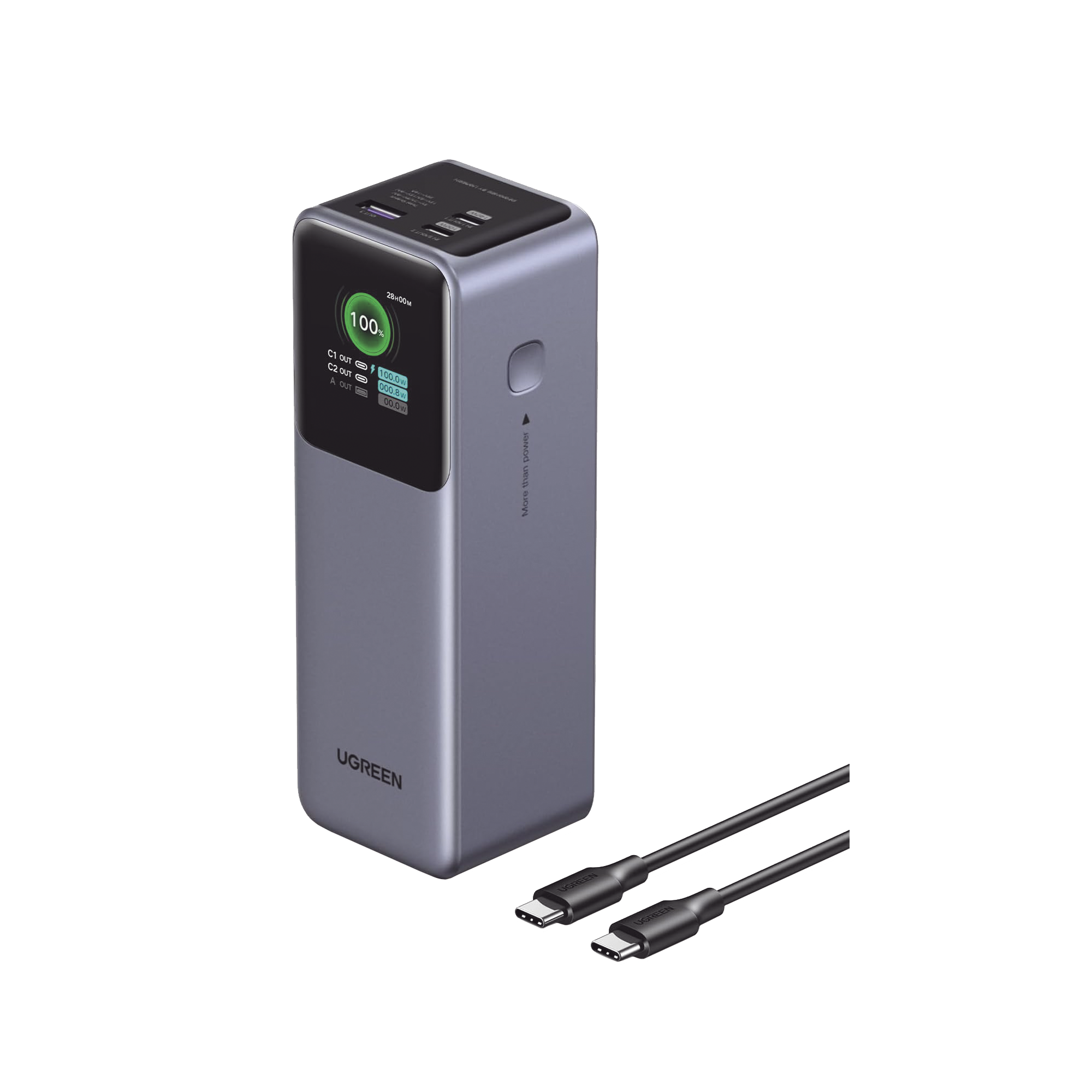 Power Bank 25000mAh 200W Máx. / 2 USB-C y 1 USB-A / PD 3.0 y QC 3.0 / Pantalla Inteligente / Carga para Laptop / Carcasa Ignífuga / Incluye Cable USB 50cm
