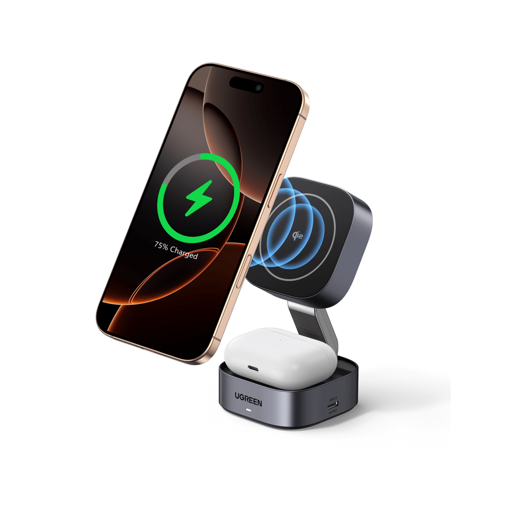 Cargador Inalámbrico 2 en 1 25W / Tecnología Magnética Qi 2 / 15W para Teléfono + 5W para Auriculares / Puerto USB-C 5W / Protecciones Múltiples / Cable USB-C Incluido - Image 2